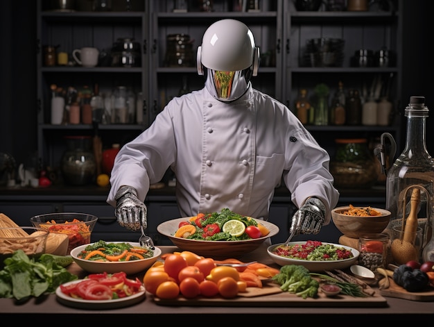 Photo gratuite gros plan sur la cuisine d'un robot anthropomorphe