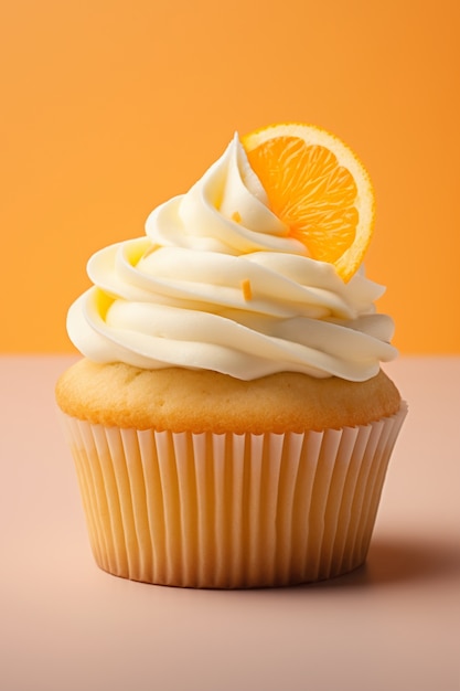 Photo gratuite gros plan sur un cupcake orange