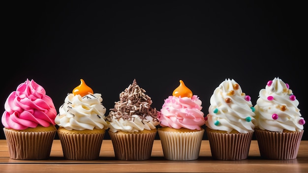 Photo gratuite gros plan sur des cupcakes colorés