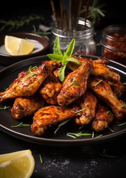 Un gros plan sur un délicieux repas de poulet