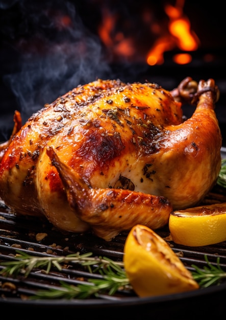Un gros plan sur un délicieux repas de poulet