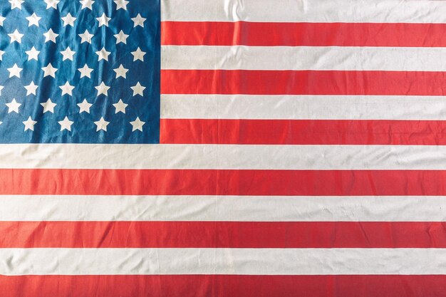 Gros plan du drapeau américain ébouriffé