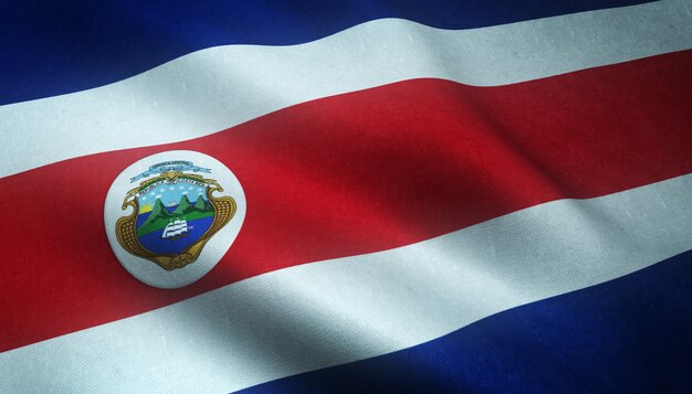 Gros plan du drapeau ondulant du Costa Rica