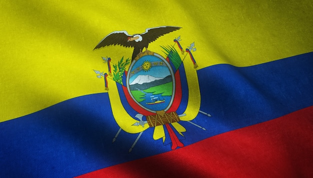 Photo gratuite gros plan du drapeau ondulant de l'équateur avec des textures intéressantes