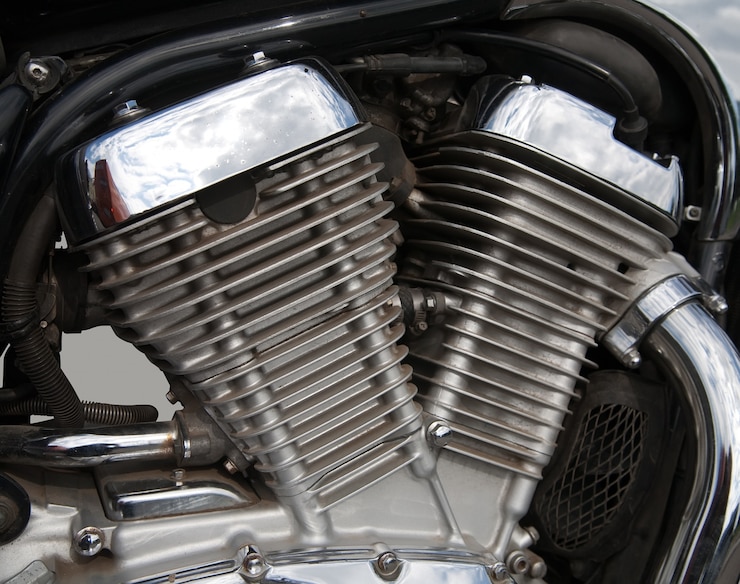 Photo gratuit gros plan du moteur de moto