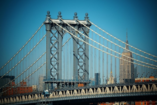 Gros plan du pont de Manhattan à New York