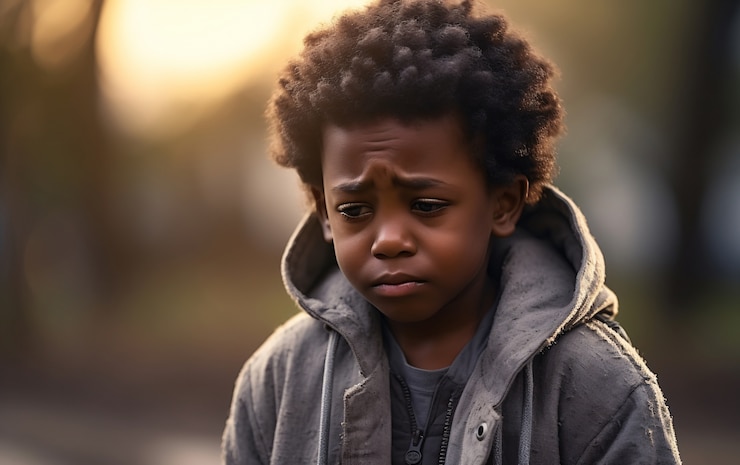 Photo gratuit gros plan sur un enfant triste
