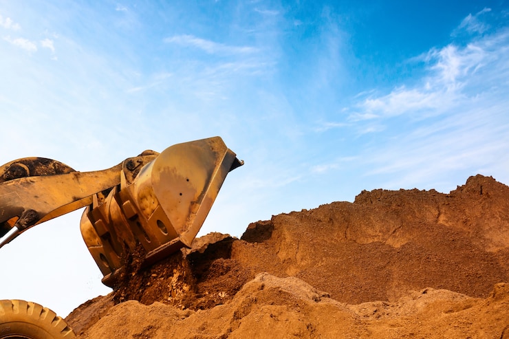 Photo gratuit gros plan d&#39;une excavatrice de chantier