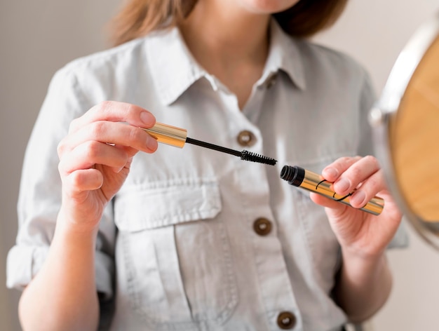 Gros plan, femme, mascara