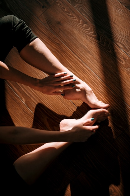 Gros plan, femme, pieds, danseur