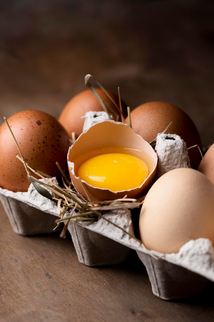 Photo gratuit gros plan, frais, poulet, oeufs