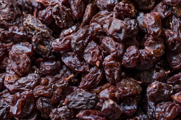 Gros plan, frais, raisins secs