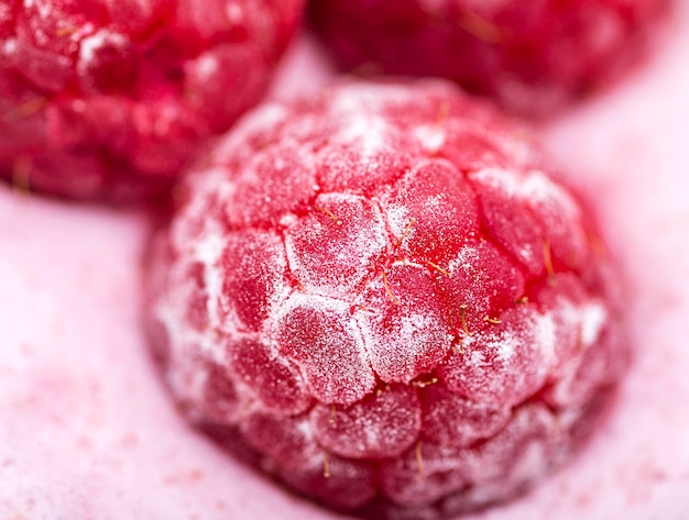 Gros plan, framboises, smoothie