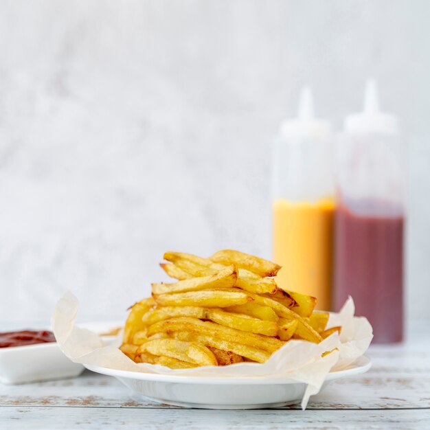 Gros plan, frites, francais, plaque