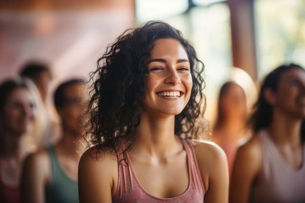 Photo gratuite gros plan sur des gens faisant du yoga à l'intérieur