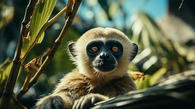 Photo gratuite gros plan sur gibbon dans la nature