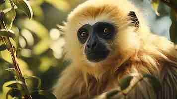 Photo gratuite gros plan sur gibbon dans la nature