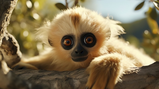 Photo gratuite gros plan sur gibbon dans la nature