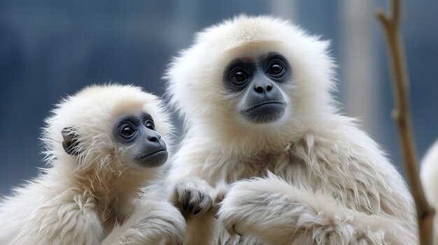 Gros plan sur les gibbons dans la nature