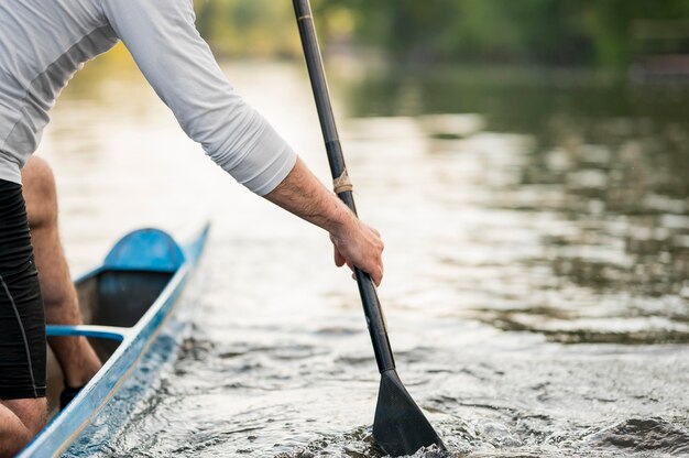 Gros plan, homme, aviron