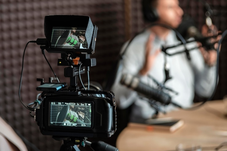 Photo gratuit gros plan homme flou à la radio
