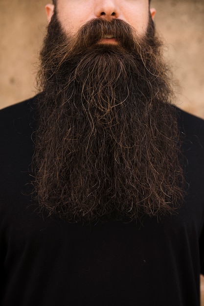 Photo gratuite gros plan, homme, longue barbe