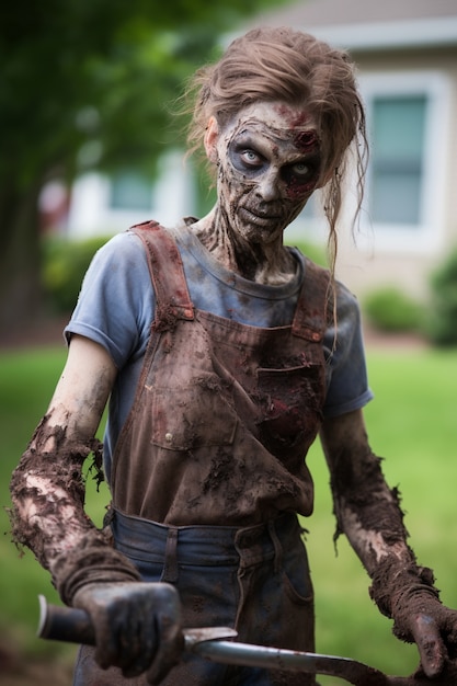 Photo gratuite gros plan sur le jardinage zombie