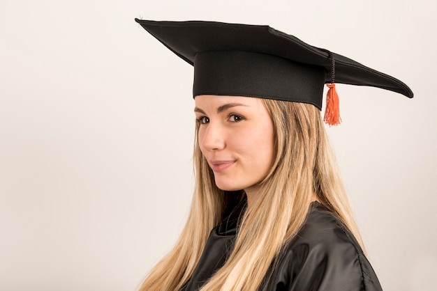 Gros plan, jeune femme, porter, a, tranchée