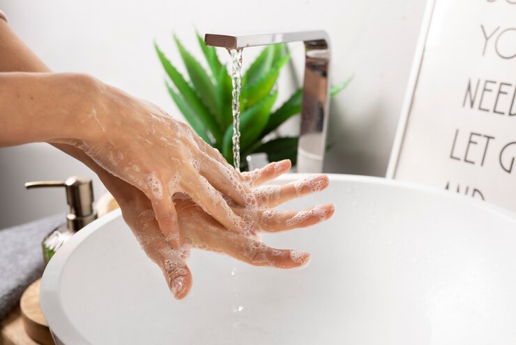 Photo gratuit gros plan sur le lavage hygiénique des mains