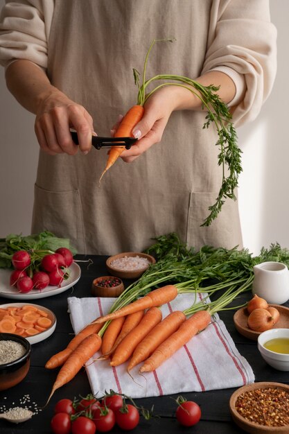 Gros plan sur les légumes dans la cuisine