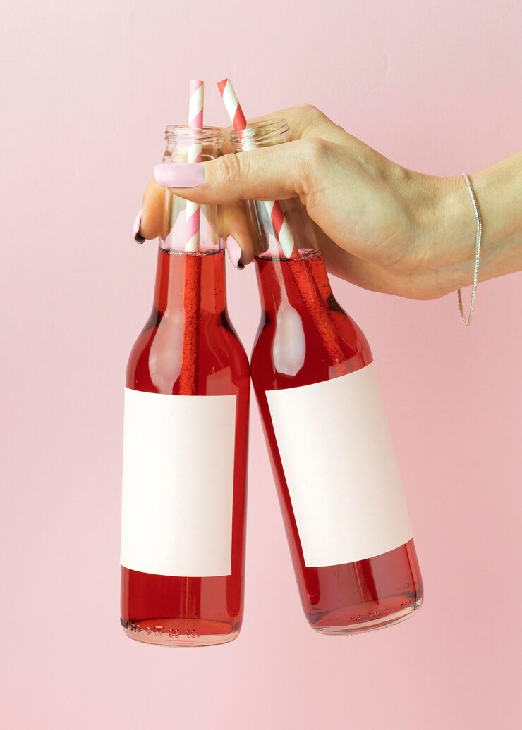 Photo gratuit gros plan de la main avec des bouteilles de boisson