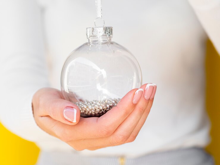 Photo gratuit gros plan, main, tenue, globe noël