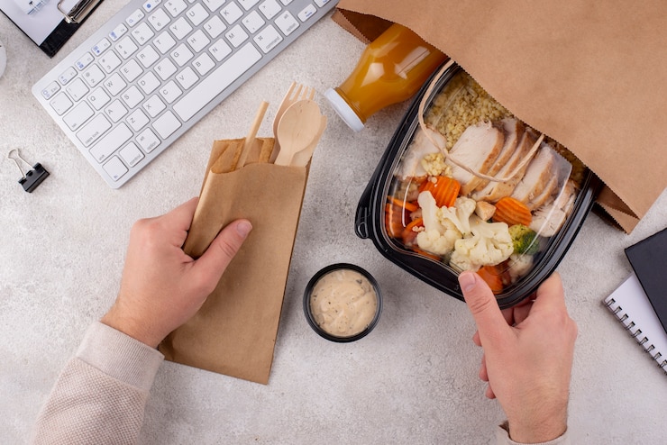 Photo gratuit gros plan sur les mains tenant le pack alimentaire