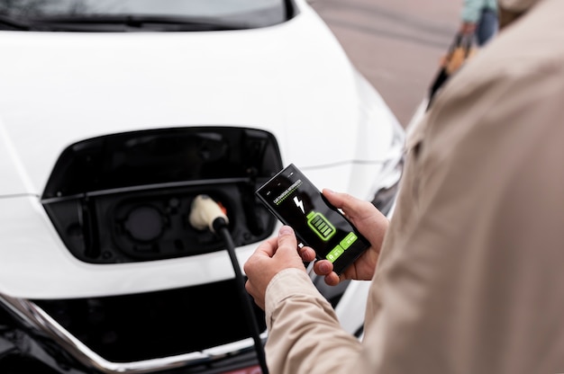 Photo gratuite gros plan sur la nouvelle voiture électrique