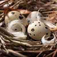 Photo gratuite gros plan, de, pâques, oeufs, dans, nid oiseau, à, plumes