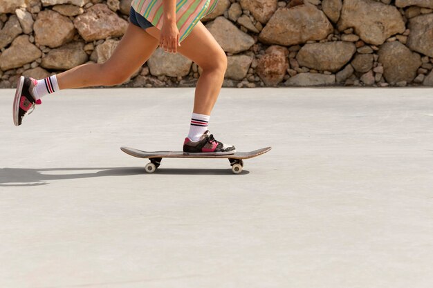 Gros plan patineur à l'extérieur