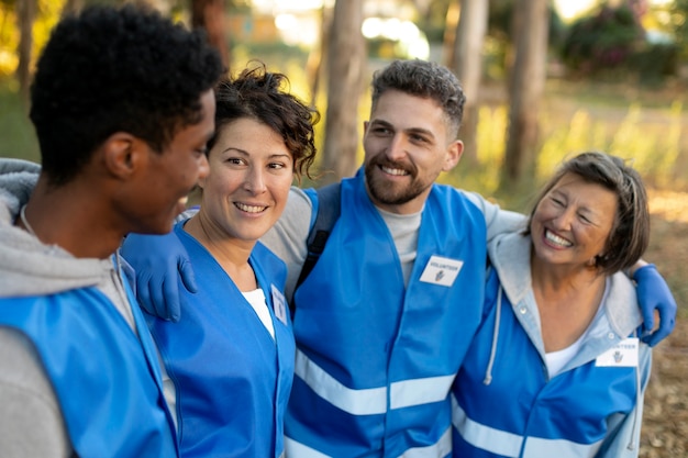 Photo gratuite gros plan des personnes souriantes ensemble