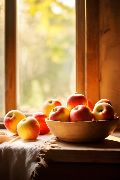 Gros plan sur les pommes dans un bol