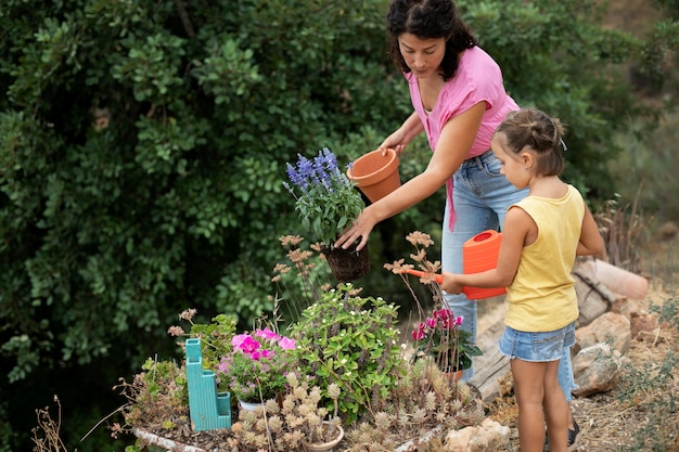 Photo gratuite gros plan sur le processus de repiquage des plantes