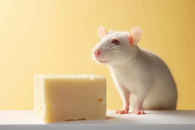 Gros plan sur un rat avec du fromage