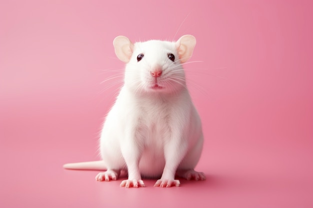 Photo gratuite gros plan sur un rat sur un sol rose