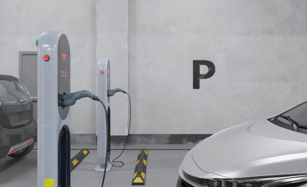 Gros plan de recharge de voiture électrique