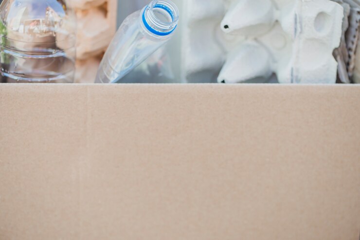 Photo gratuit gros plan, recycler, articles, carton