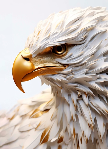 Gros plan sur le rendu 3D de l'aigle
