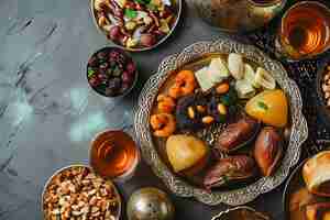 Photo gratuite un gros plan sur le repas appétissant du ramadan