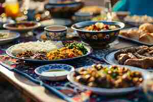 Photo gratuite un gros plan sur le repas appétissant du ramadan