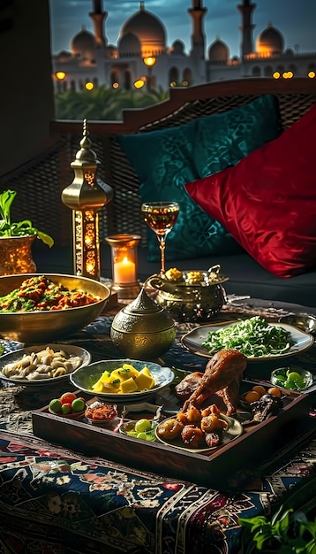 Photo gratuite un gros plan sur le repas appétissant du ramadan