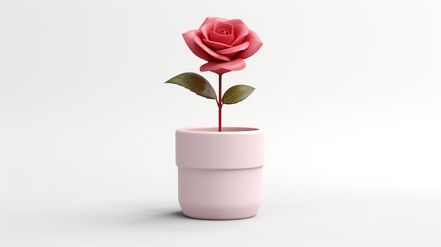 Gros plan sur une rose en pot