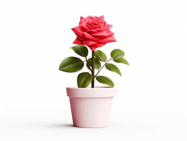 Gros plan sur une rose en pot