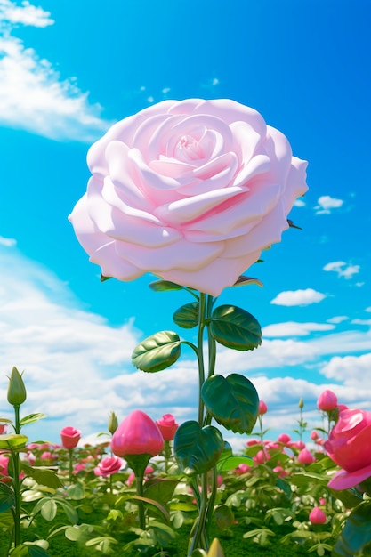 Photo gratuite gros plan sur une rose rose contre le ciel